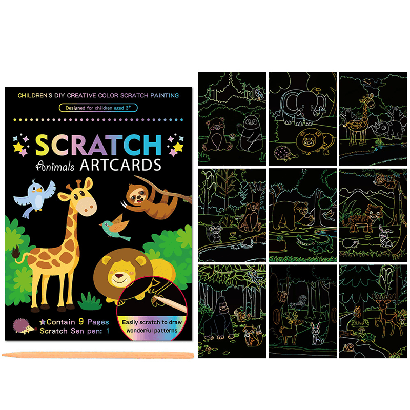 Colorful Scratch Books(Set of 9cs and 1 pen)