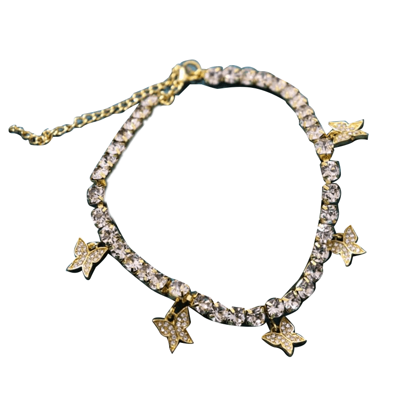 Rhinestone Butterfly Choker