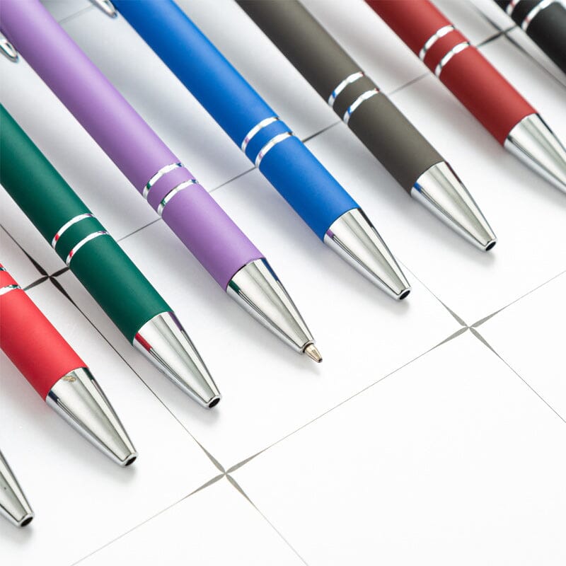 8 pcs Metal push aluminum rod ballpoint pens