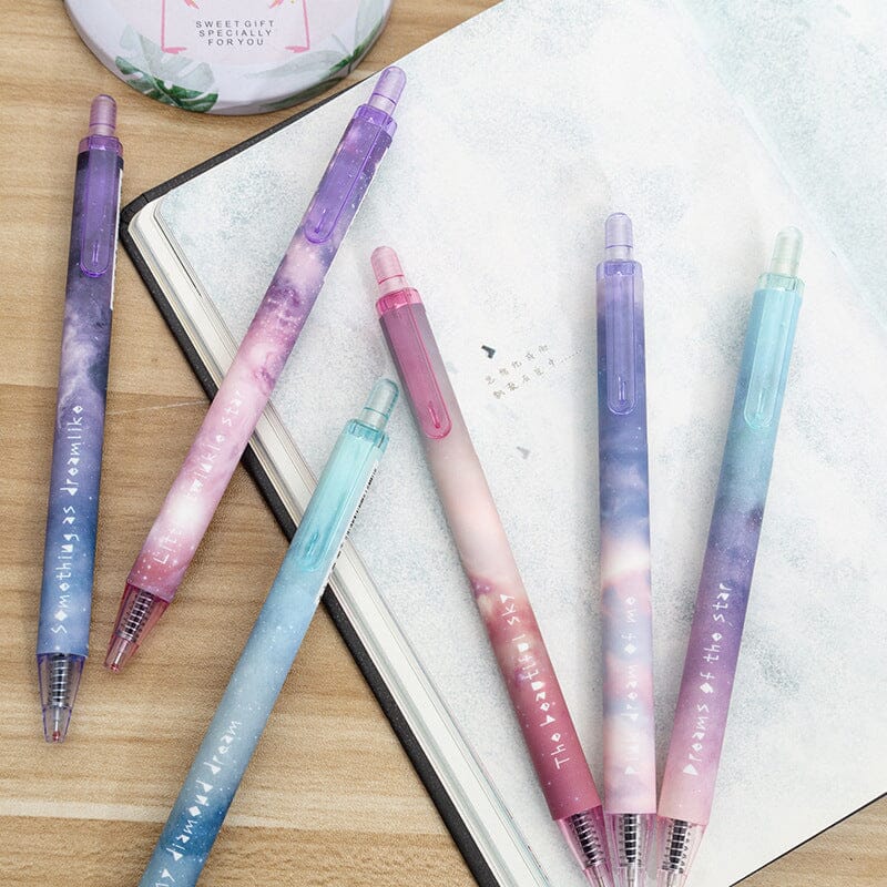 6 pcs Night Starry Sky Signature gel pens(Black Ink)