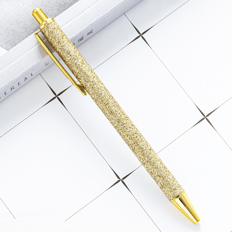 9 pcs Metal Press Gold Powder Ballpoint Pens