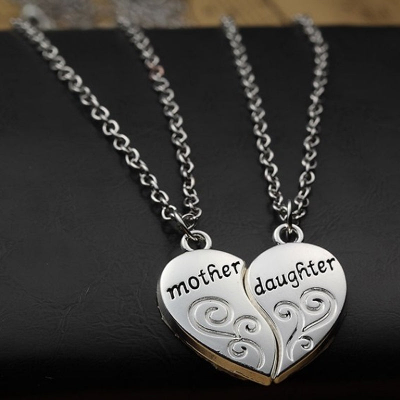 Mother and daughter heart necklace