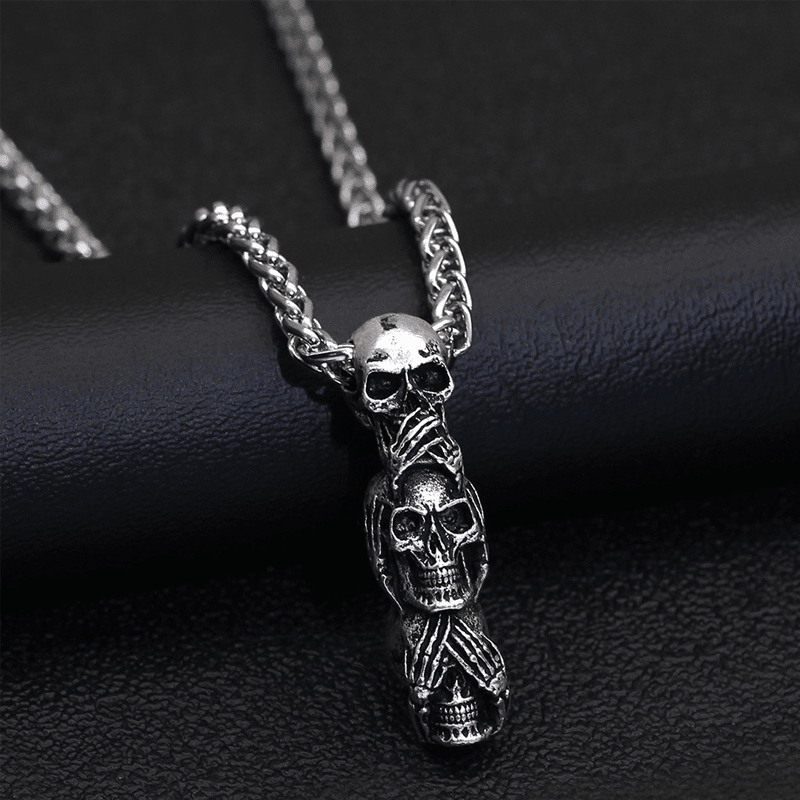 Halloween Speak No Evil, Hear No Evil, See No Evil Skulls Necklace