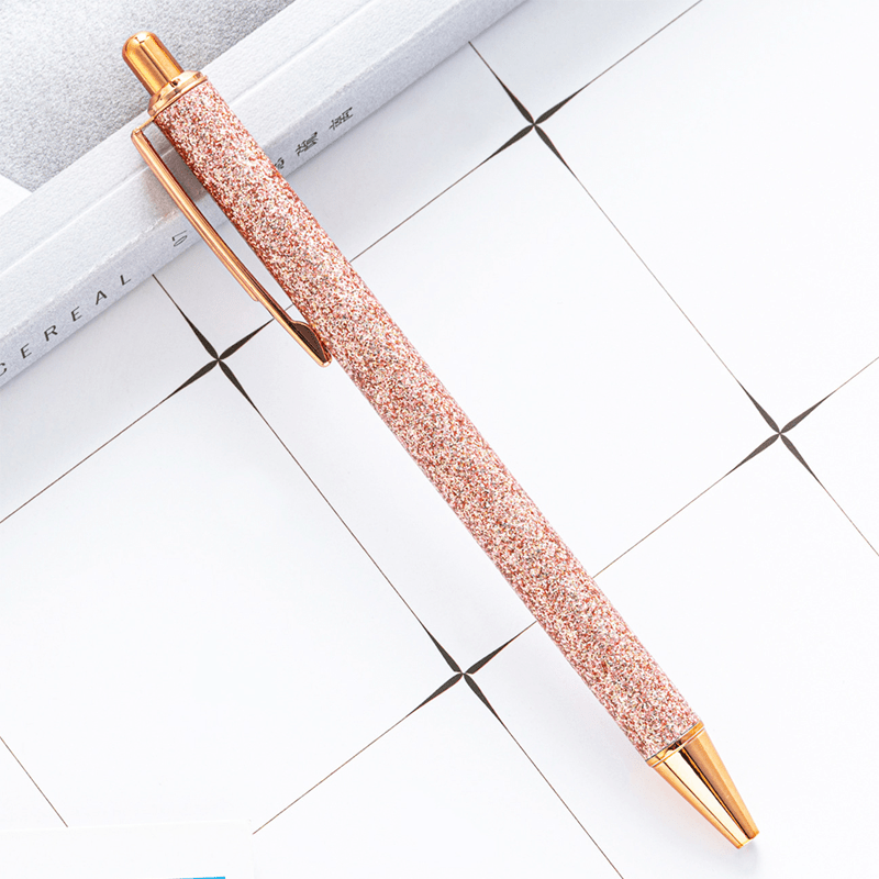 9 pcs Metal Press Gold Powder Ballpoint Pens