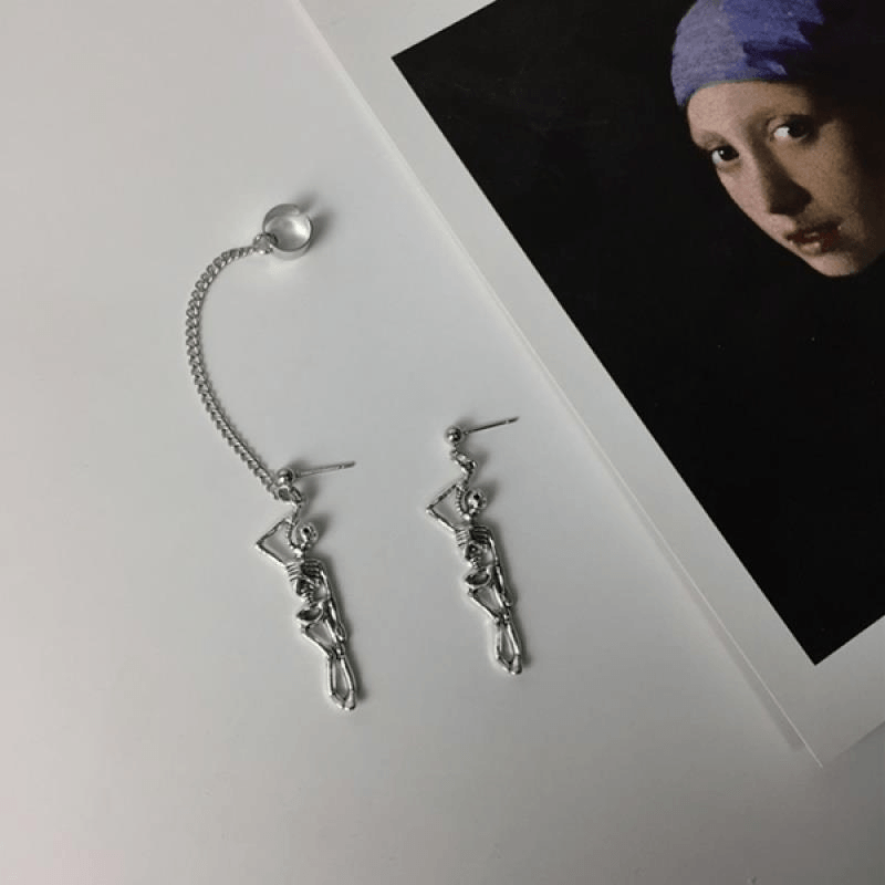 🎃HALLOWEEN🎃Vintage Punk Skull Skeleton Pendant Dangle Earrings