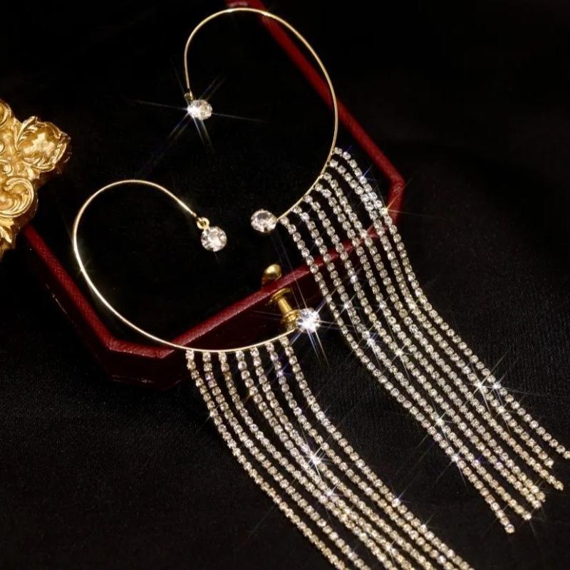 Sparkling Diamond Tassel Earrings (2PCS one Set)