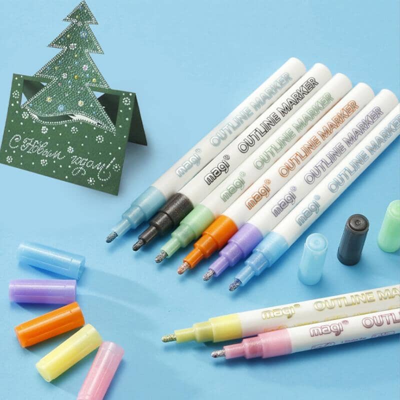 🎄Gorgeous Double Outline Markers Set (8/12 colors)🎁