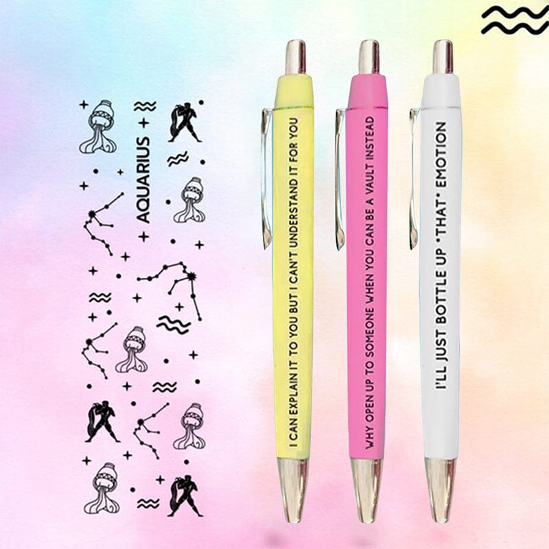 5pcs Horoscope Funny ballpoint Pens black ink (Aquarius)