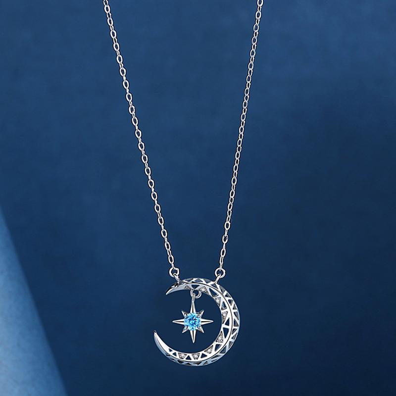 Teyou™ Galaxy Crescent Moon Pendant Necklace