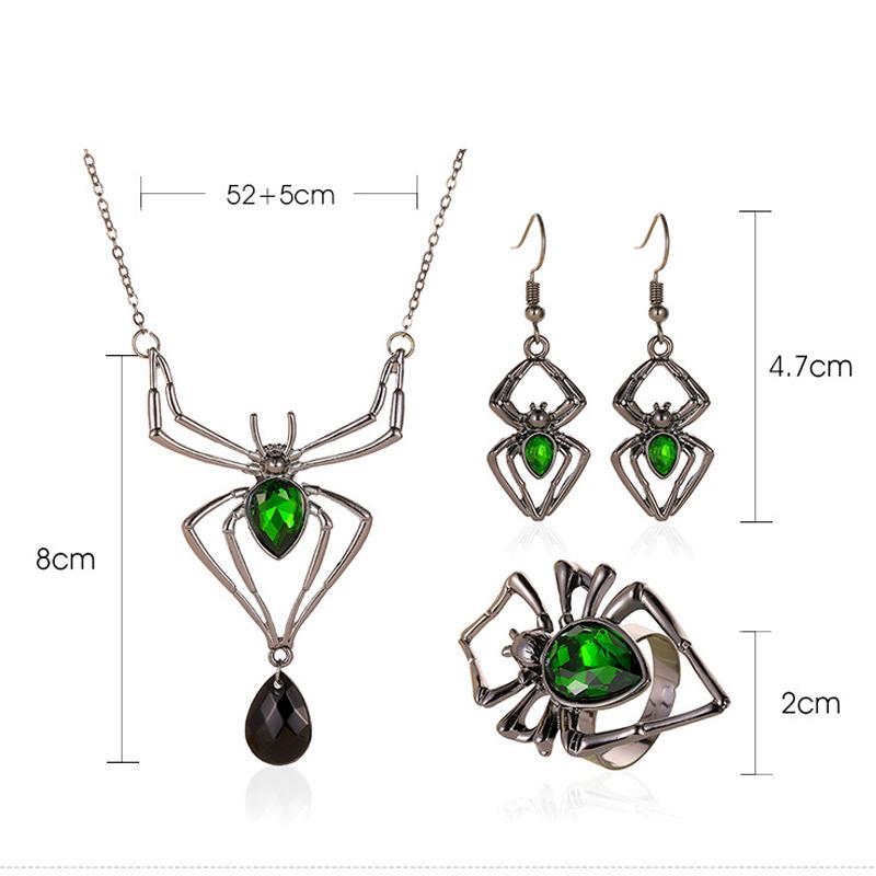 Retro Style Halloween Spider Jewelry Set