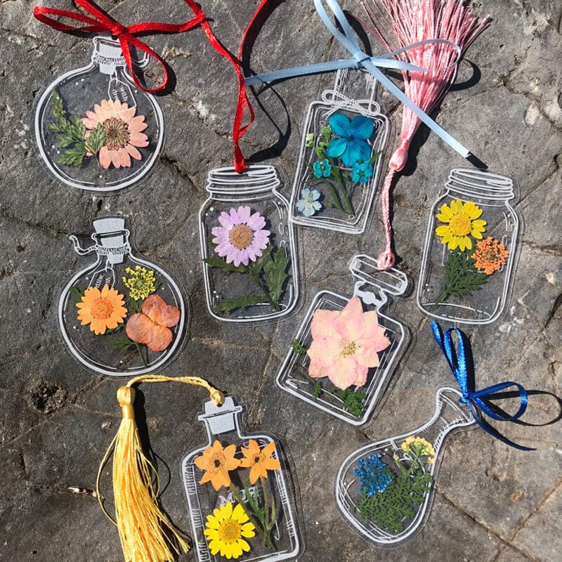 Transparent Dried Flower Bookmarks(30pcs/set)