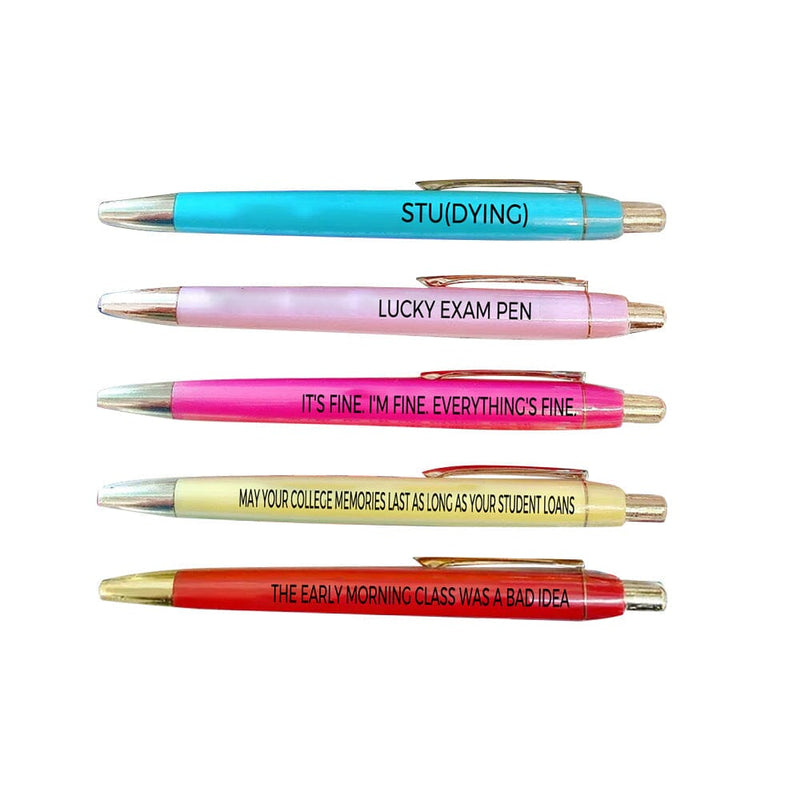 5 pcs Multicolor College Ballpoint Pens(Black ink)