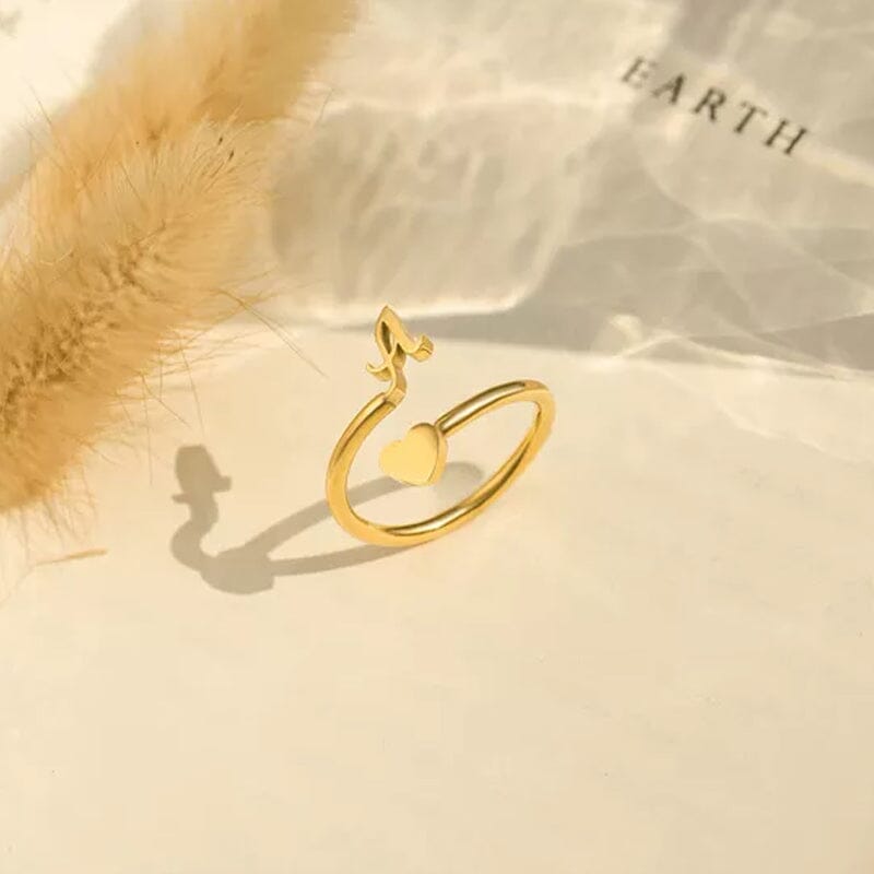 Dainty Initial Heart Ring