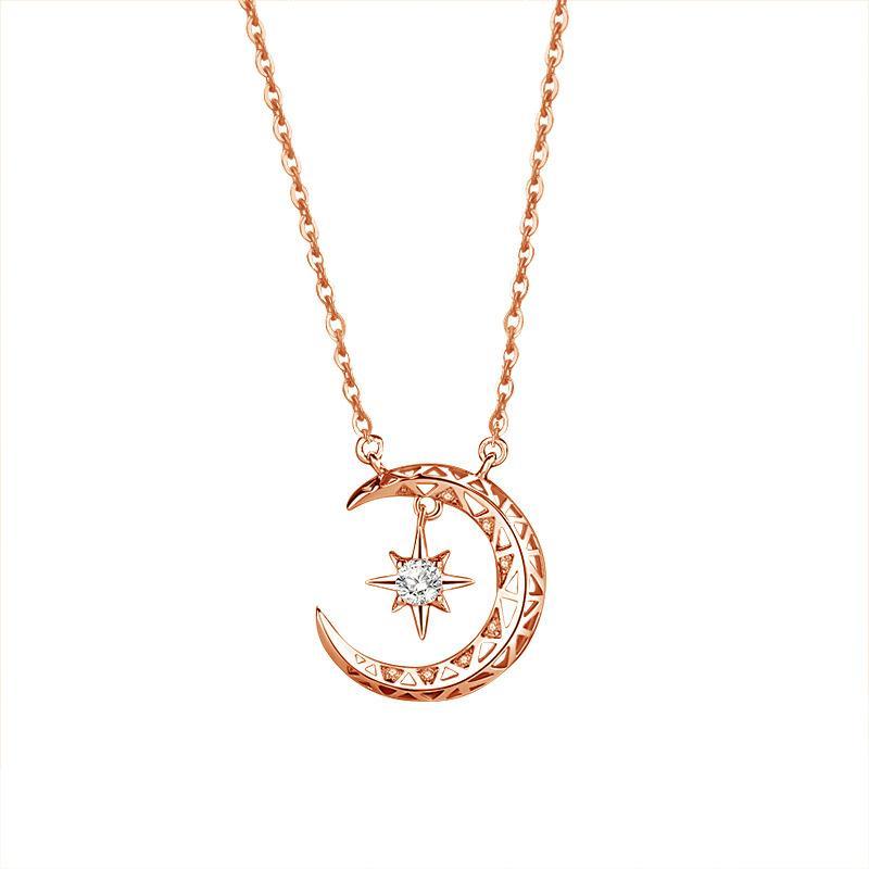 Teyou™ Galaxy Crescent Moon Pendant Necklace
