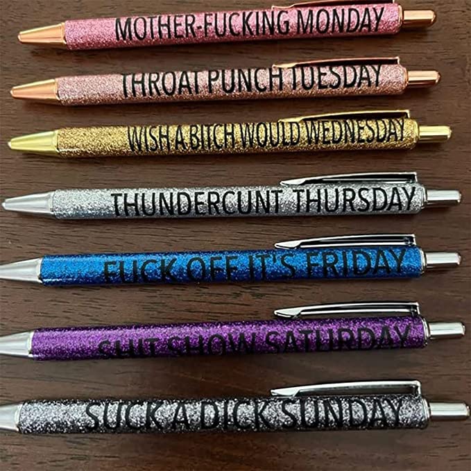 Swear Word Daily ballpoint Pen Set(7cs* Funny black ink Pens )