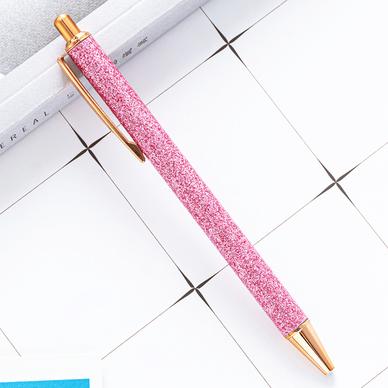 9 pcs Metal Press Gold Powder Ballpoint Pens