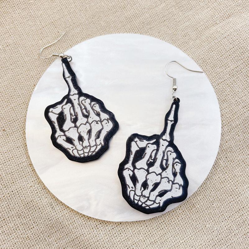 Fashion Personality Skull Finger Halloween Earrings