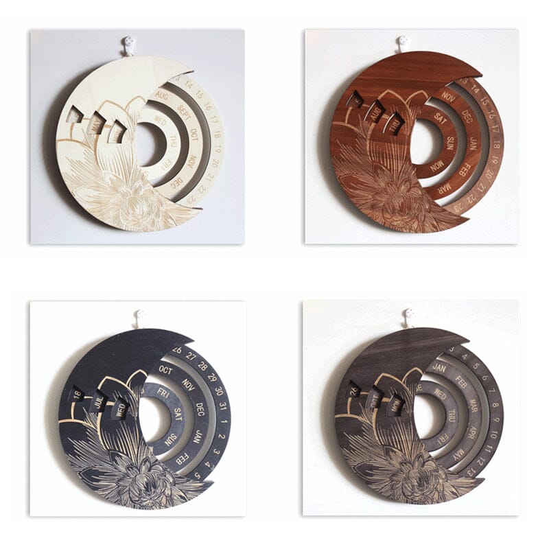 Wooden Wall Mounted Moon Calendar