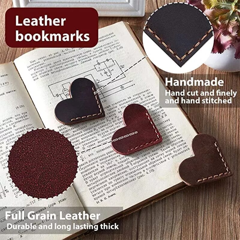 Vintage Leather Heart Bookmark Page Corner