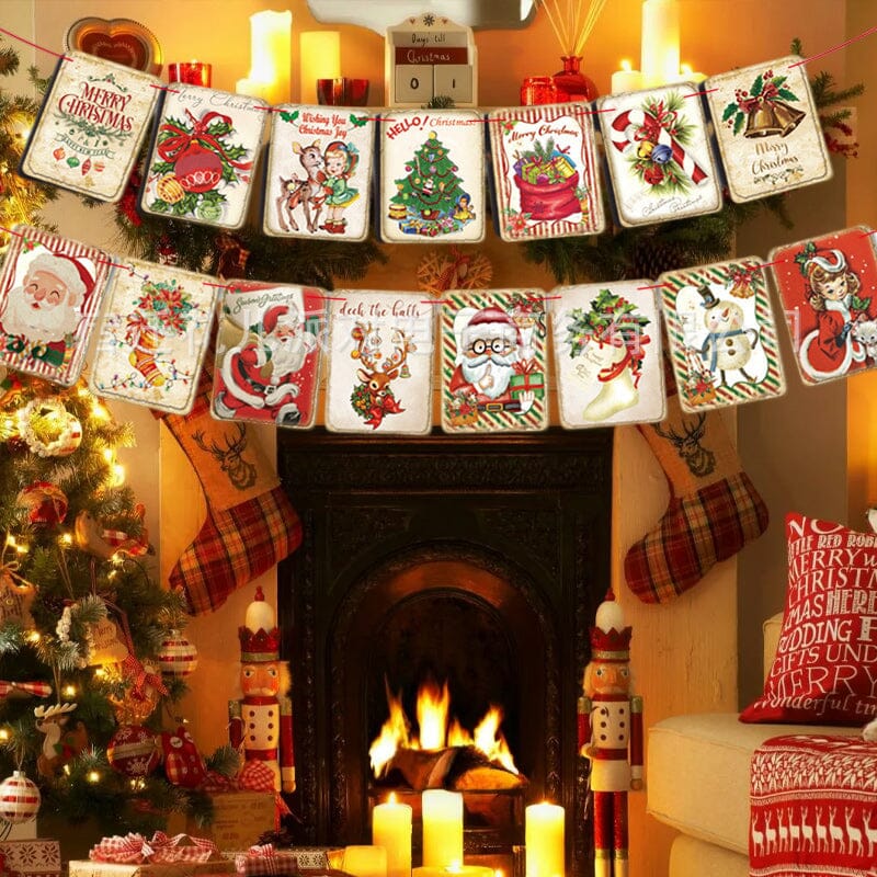 Merry Christmas Fireplace Banner