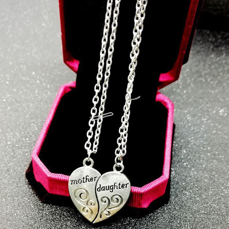 Mother and daughter heart necklace