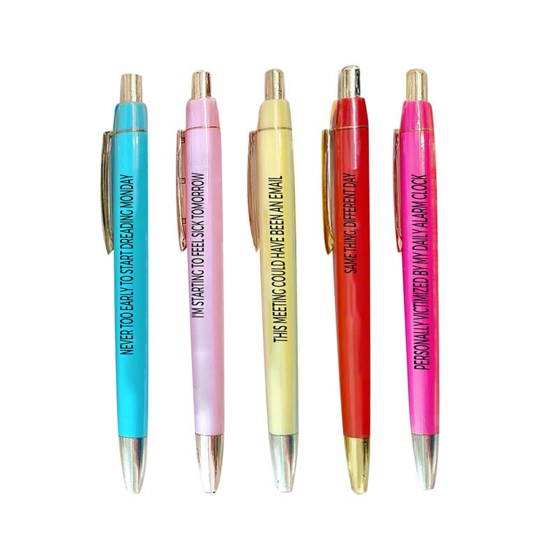 5 pcs Work Sucks Ballpoint Pens Set(Black ink)