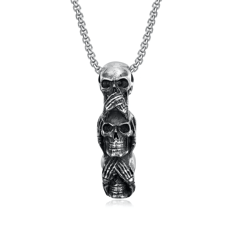 Halloween Speak No Evil, Hear No Evil, See No Evil Skulls Necklace