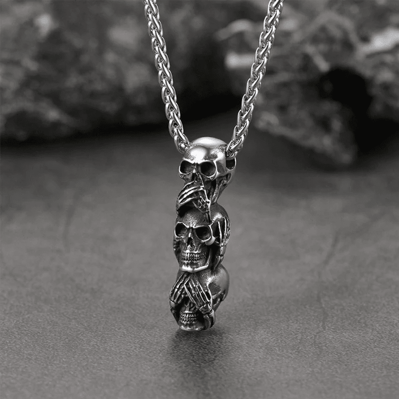 Halloween Speak No Evil, Hear No Evil, See No Evil Skulls Necklace