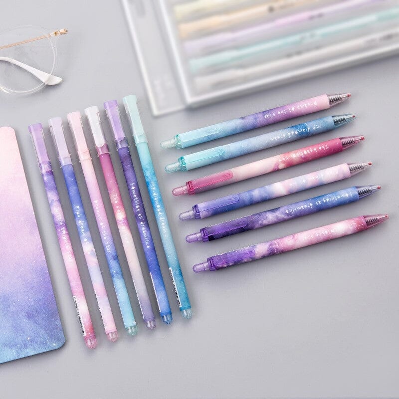 6 pcs Night Starry Sky Signature gel pens(Black Ink)
