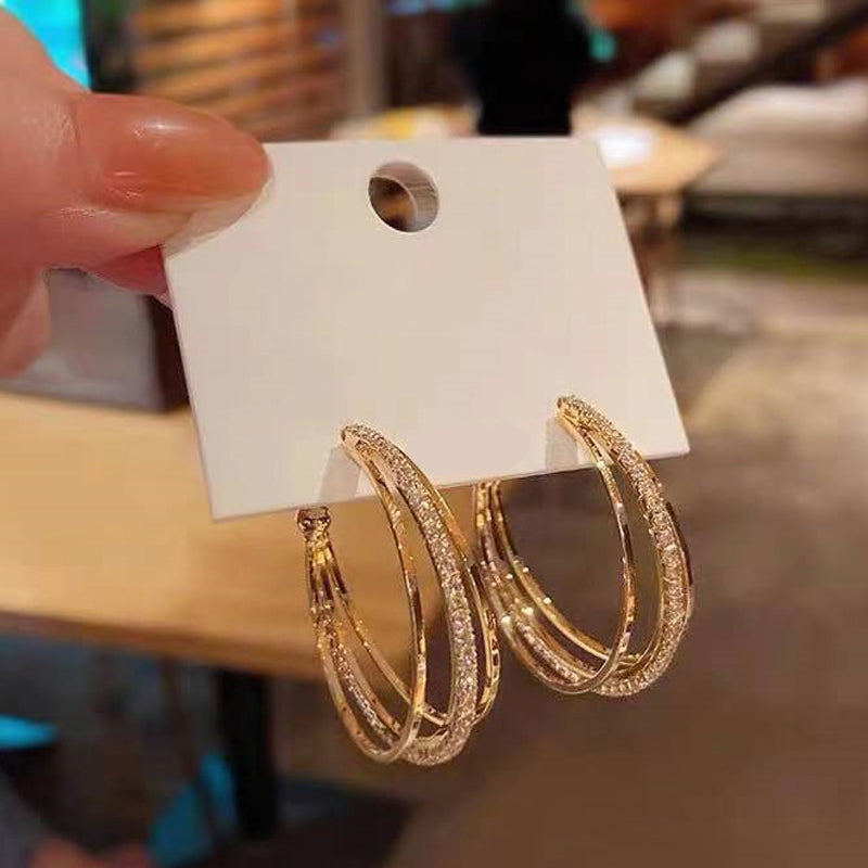 C-Shaped Three Hoop Earrings