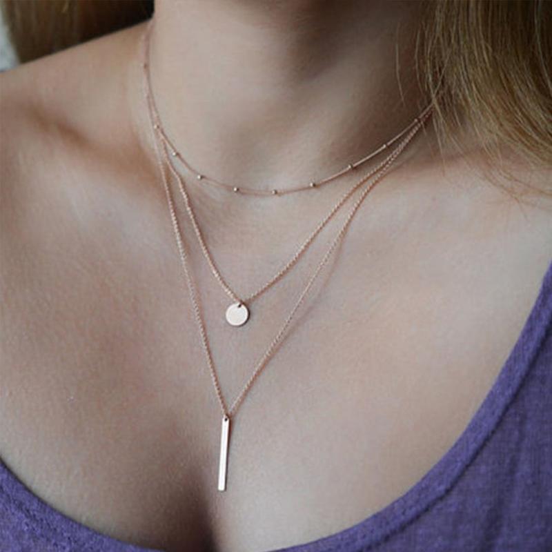 Multilayer Pendant Long Chain Necklace