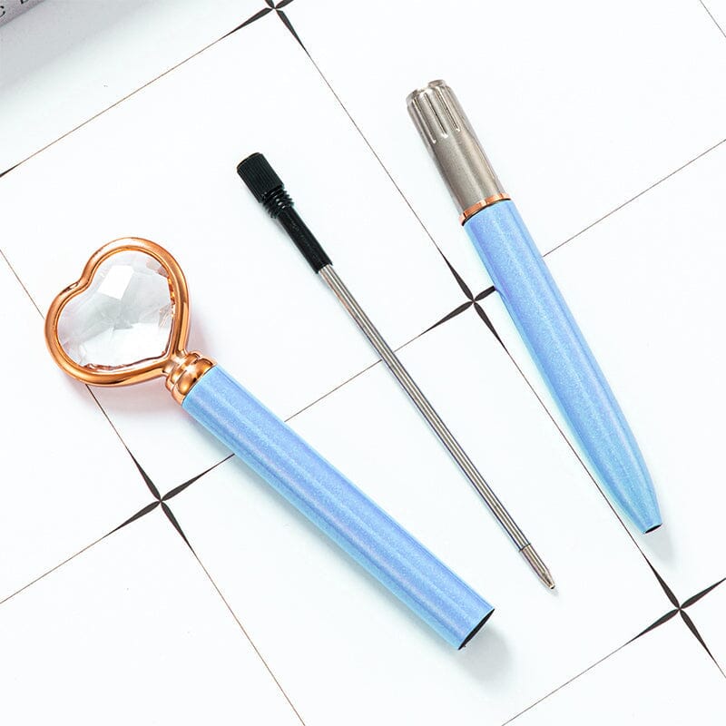 6 pcs Heart Diamond Ballpoint Pens