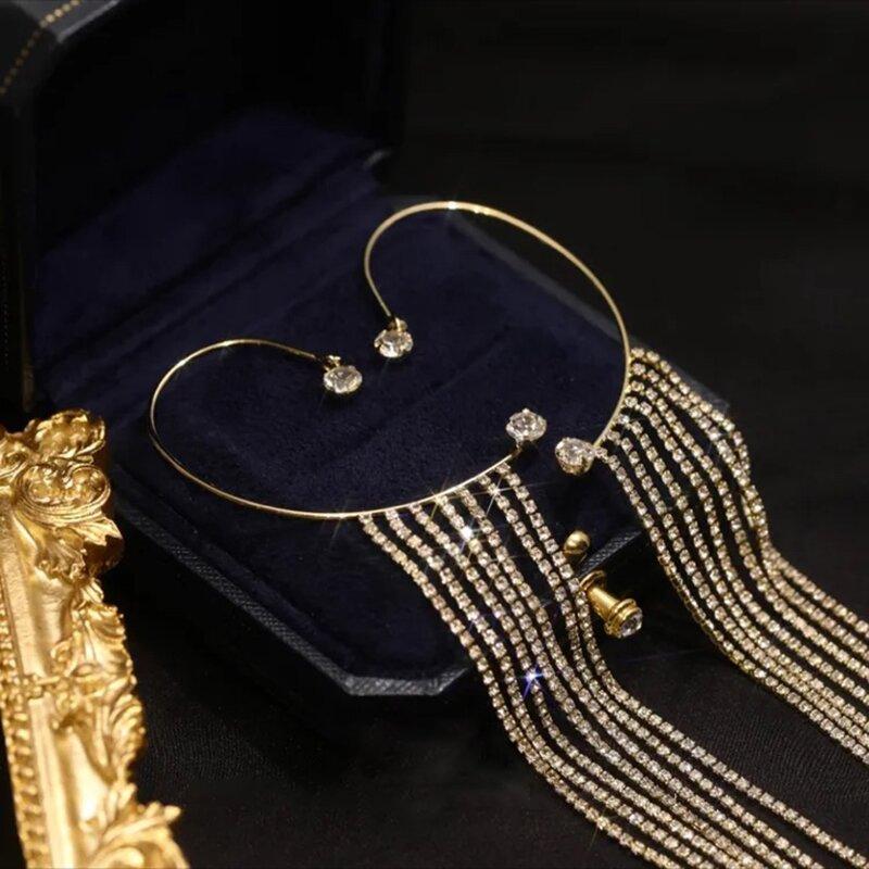 Sparkling Diamond Tassel Earrings (2PCS one Set)