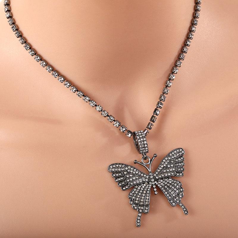 Crystal Pave Butterfly Pendant Necklace