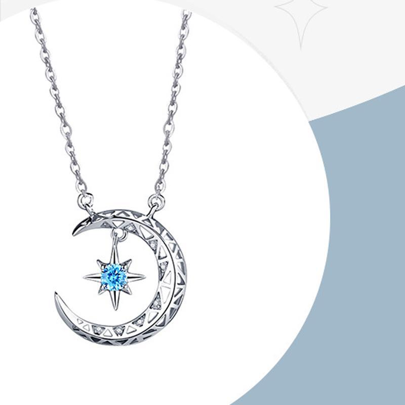 Teyou™ Galaxy Crescent Moon Pendant Necklace