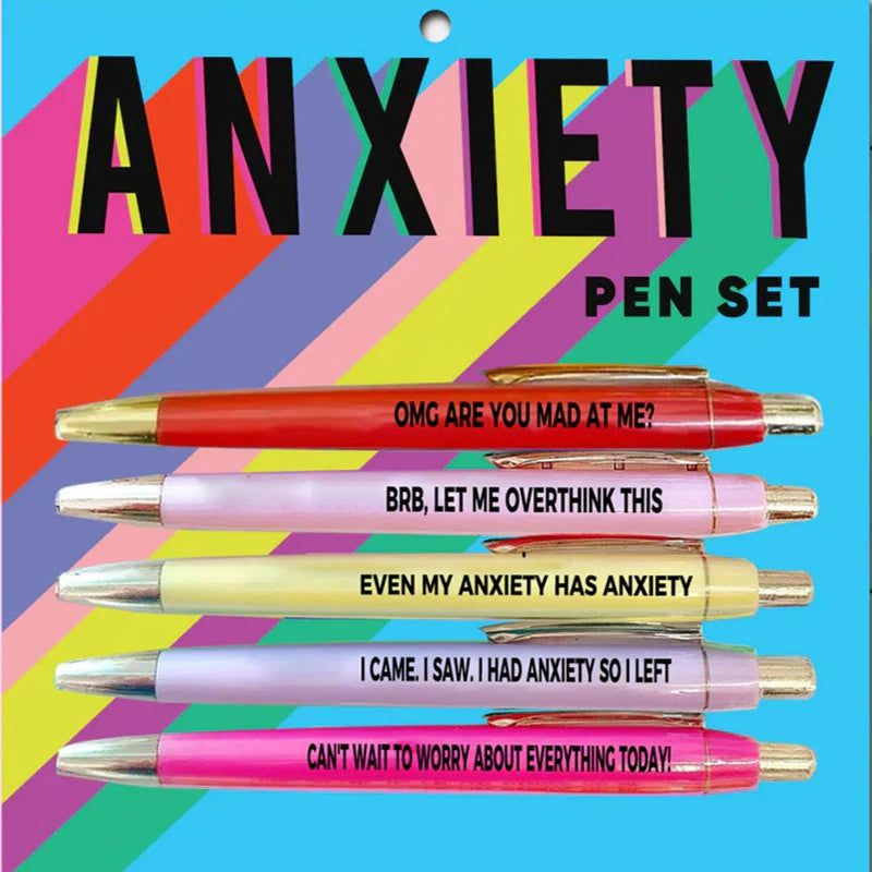 5 pcs Multicolor Anxiety Ballpoint Pens(Black ink)