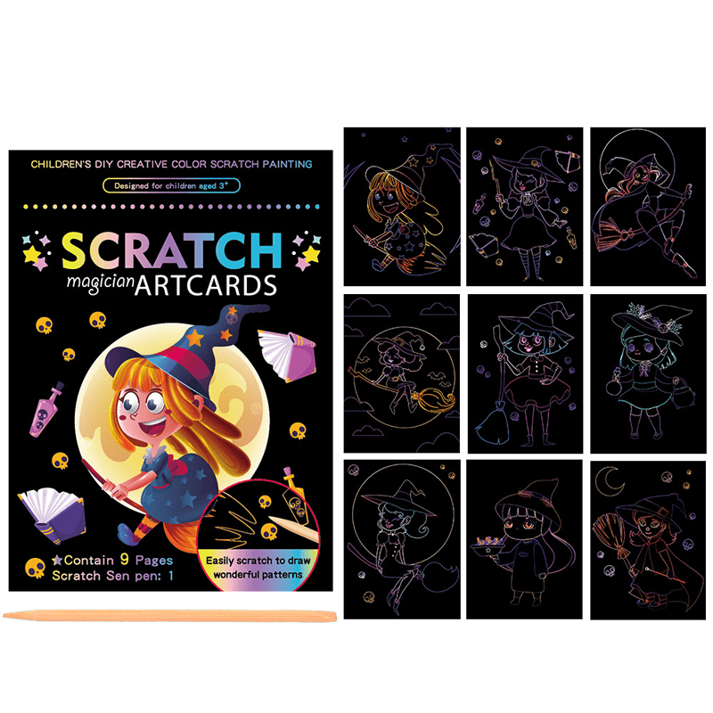 Colorful Scratch Books(Set of 9cs and 1 pen)