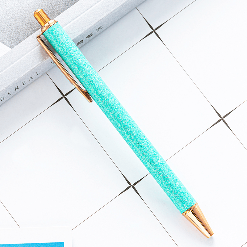 9 pcs Metal Press Gold Powder Ballpoint Pens