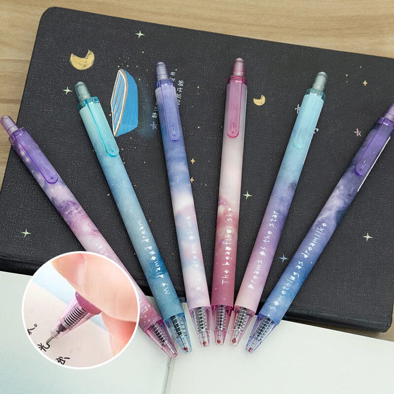 6 pcs Night Starry Sky Signature gel pens(Black Ink)
