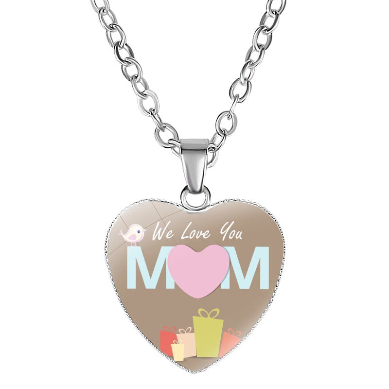 Mom's Love MOM Heart Pendant Necklace