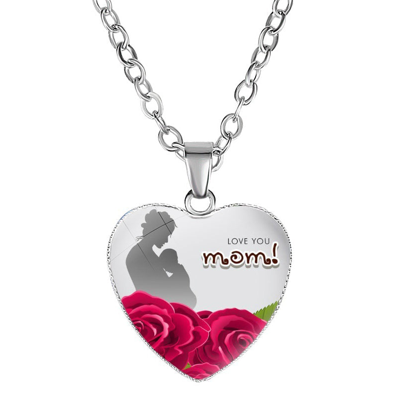 Mom's Love MOM Heart Pendant Necklace