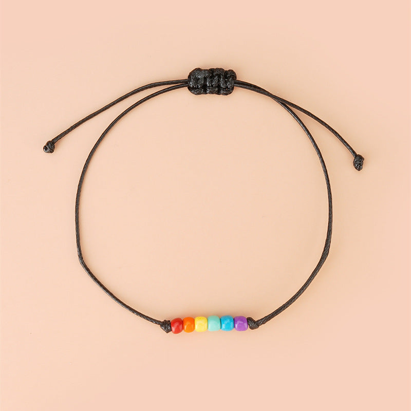 Rainbow Bead Braided Adjustable Bracelet