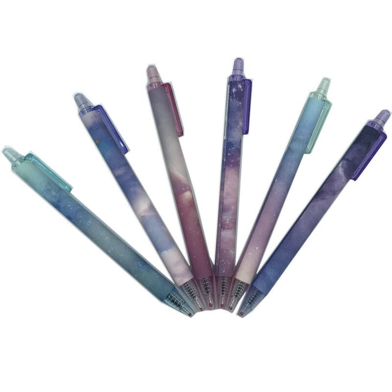 6 pcs Night Starry Sky Signature gel pens(Black Ink)