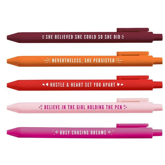 Soft Touch Colorful Girl Power Ballpoint Pens(5 PCS)