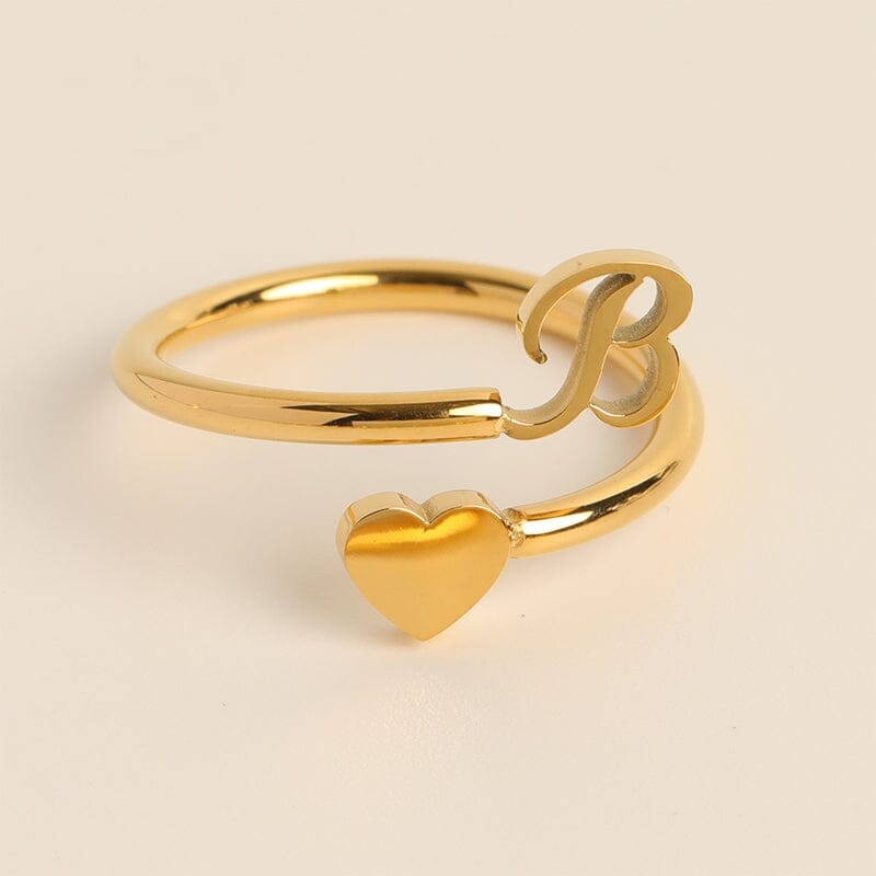 Dainty Initial Heart Ring