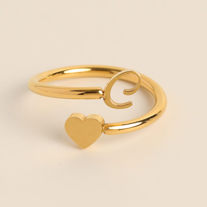 Dainty Initial Heart Ring