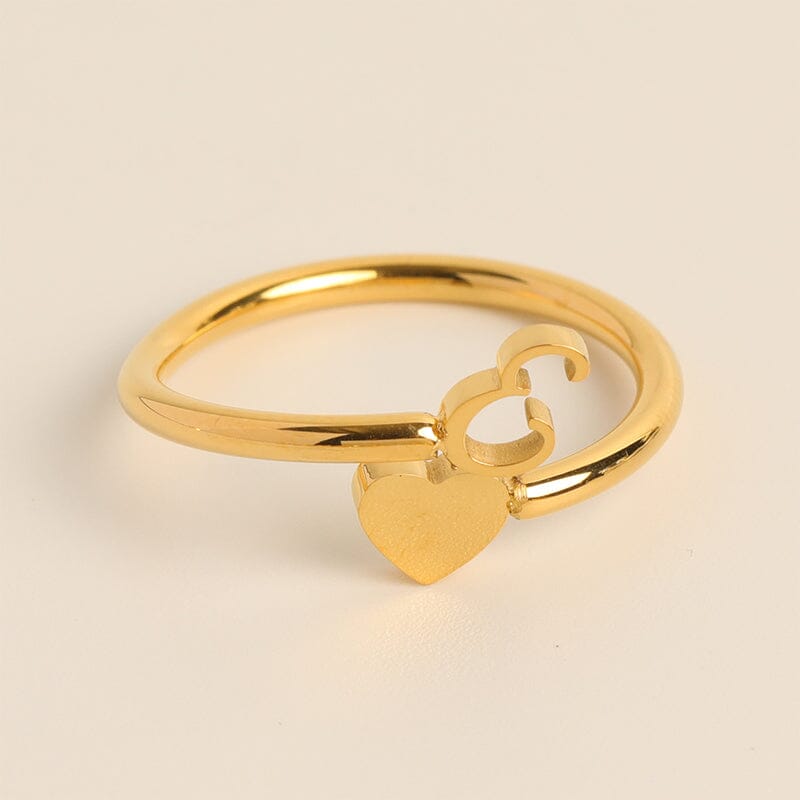 Dainty Initial Heart Ring