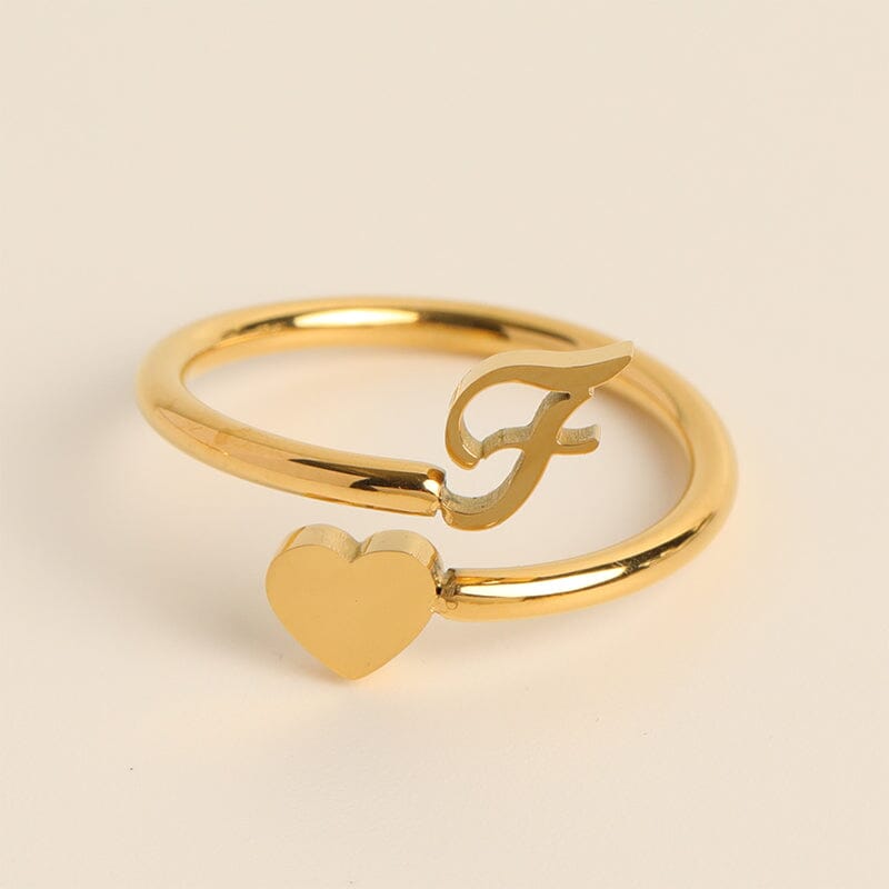 Dainty Initial Heart Ring