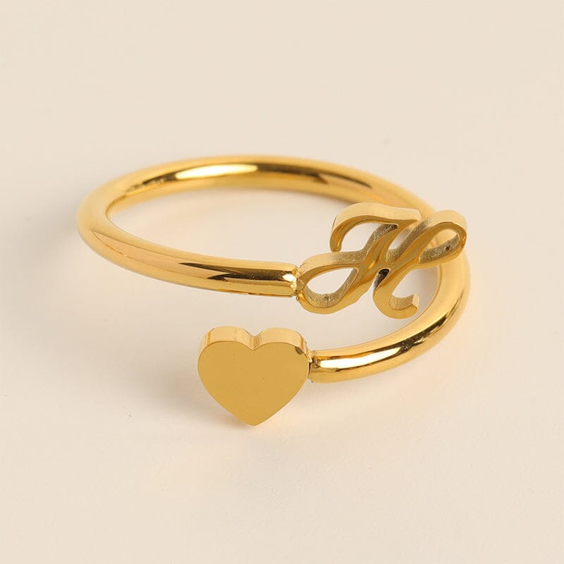 Dainty Initial Heart Ring