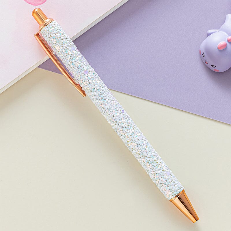 7 pcs PU Leather Sequin Press Ballpoint Pens